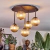 Chehalis ceiling light, globe light Amber, 5-light sources