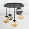Chehalis ceiling light, globe light Amber, chrome, Smoke-coloured, 5-light sources