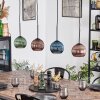 Koyoto hanging light, globe light, pendant light blue, green, coppery, 4-light sources