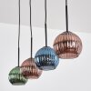 Koyoto hanging light, globe light, pendant light blue, green, coppery, 4-light sources