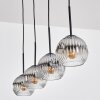 Ripoll hanging light, globe light, pendant light chrome, clear, Smoke-coloured, 4-light sources