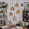 Koyoto hanging light, globe light, Cluster pendant lamp chrome, gold, clear, coppery, Smoke-coloured, 5-light sources