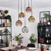 Koyoto hanging light, globe light, Cluster pendant lamp chrome, gold, clear, coppery, Smoke-coloured, 5-light sources