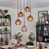 Koyoto hanging light, globe light, Cluster pendant lamp chrome, gold, clear, coppery, Smoke-coloured, 5-light sources