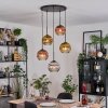Koyoto hanging light, globe light, Cluster pendant lamp chrome, gold, clear, coppery, Smoke-coloured, 5-light sources