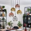 Koyoto hanging light, globe light, Cluster pendant lamp chrome, gold, clear, coppery, Smoke-coloured, 5-light sources