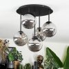 Chehalis ceiling light, globe light 45 cm Smoke-coloured, 5-light sources