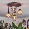 Chehalis ceiling light, globe light Amber, clear, Smoke-coloured, 5-light sources