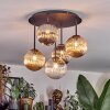 Chehalis ceiling light, globe light Amber, clear, Smoke-coloured, 5-light sources