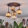 Chehalis ceiling light, globe light Amber, clear, Smoke-coloured, 5-light sources