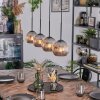 Ripoll hanging light, globe light, pendant light chrome, Smoke-coloured, 4-light sources
