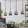 Ripoll hanging light, globe light, pendant light chrome, Smoke-coloured, 4-light sources