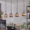 Ripoll hanging light, globe light, pendant light chrome, Smoke-coloured, 4-light sources