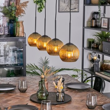 Koyoto hanging light, globe light, pendant light gold, 4-light sources