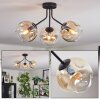 Ripoll ceiling light, globe light Amber, clear, 3-light sources