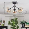 Ripoll ceiling light, globe light Amber, clear, 3-light sources