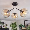 Ripoll ceiling light, globe light Amber, clear, 3-light sources