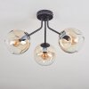 Ripoll ceiling light, globe light Amber, clear, 3-light sources