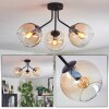 Koyoto ceiling light, globe light Amber, clear, 3-light sources