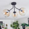 Koyoto ceiling light, globe light Amber, clear, 3-light sources