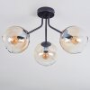 Koyoto ceiling light, globe light Amber, clear, 3-light sources