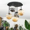 Chehalis ceiling light, globe light 45 cm Amber, Smoke-coloured, 5-light sources