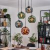 Ripoll hanging light, globe light, Cluster pendant lamp blue, green, coppery, 5-light sources