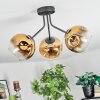 Ripoll ceiling light, globe light gold, clear, 3-light sources