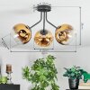 Ripoll ceiling light, globe light gold, clear, 3-light sources