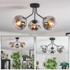 Ripoll ceiling light, globe light chrome, clear, Smoke-coloured, 3-light sources
