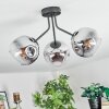 Ripoll ceiling light, globe light chrome, clear, Smoke-coloured, 3-light sources