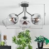 Ripoll ceiling light, globe light chrome, clear, Smoke-coloured, 3-light sources