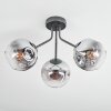 Ripoll ceiling light, globe light chrome, clear, Smoke-coloured, 3-light sources
