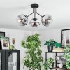Ripoll ceiling light, globe light chrome, clear, Smoke-coloured, 3-light sources