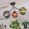 Ripoll ceiling light, globe light blue, green, coppery, 3-light sources