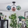 Ripoll ceiling light, globe light blue, green, coppery, 3-light sources