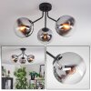 Gastor ceiling light, globe light chrome, clear, Smoke-coloured, 3-light sources