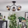 Gastor ceiling light, globe light chrome, clear, Smoke-coloured, 3-light sources
