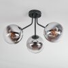 Gastor ceiling light, globe light chrome, clear, Smoke-coloured, 3-light sources