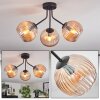 Koyoto ceiling light, globe light Amber, 3-light sources