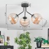 Koyoto ceiling light, globe light Amber, 3-light sources
