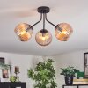 Koyoto ceiling light, globe light Amber, 3-light sources
