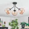 Koyoto ceiling light, globe light Amber, 3-light sources