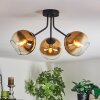Koyoto ceiling light, globe light 42 cm gold, clear, 3-light sources