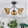 Koyoto ceiling light, globe light 42 cm gold, clear, 3-light sources