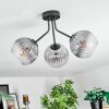 Koyoto ceiling light, globe light clear, Smoke-coloured, 3-light sources