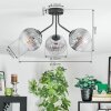 Koyoto ceiling light, globe light clear, Smoke-coloured, 3-light sources
