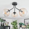 Koyoto ceiling light, globe light Amber, clear, 3-light sources