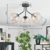 Koyoto ceiling light, globe light Amber, clear, 3-light sources