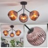 Koyoto ceiling light, globe light coppery, 3-light sources